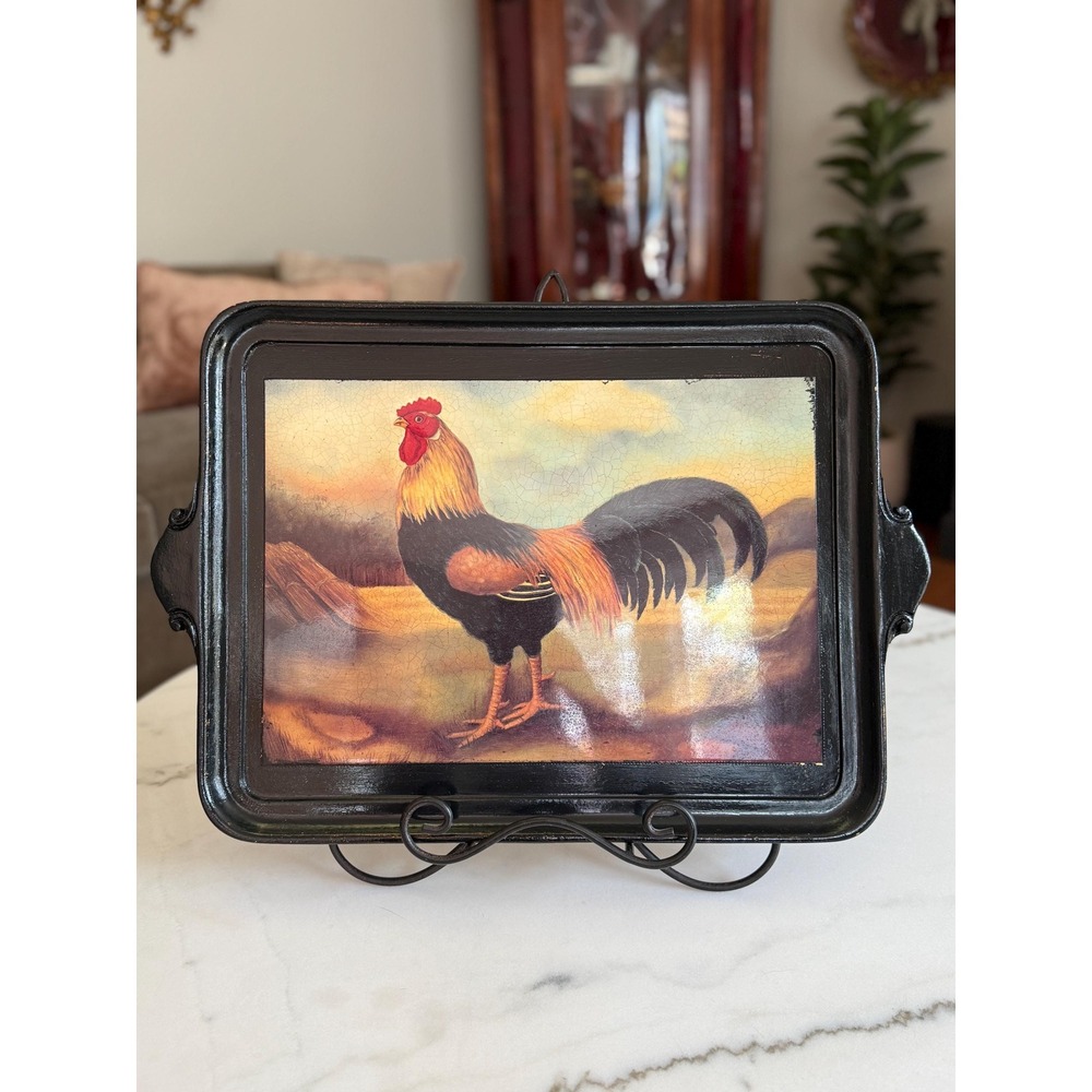 Vintage Italian Rooster Tray, Vietri‎ Wall Hanging